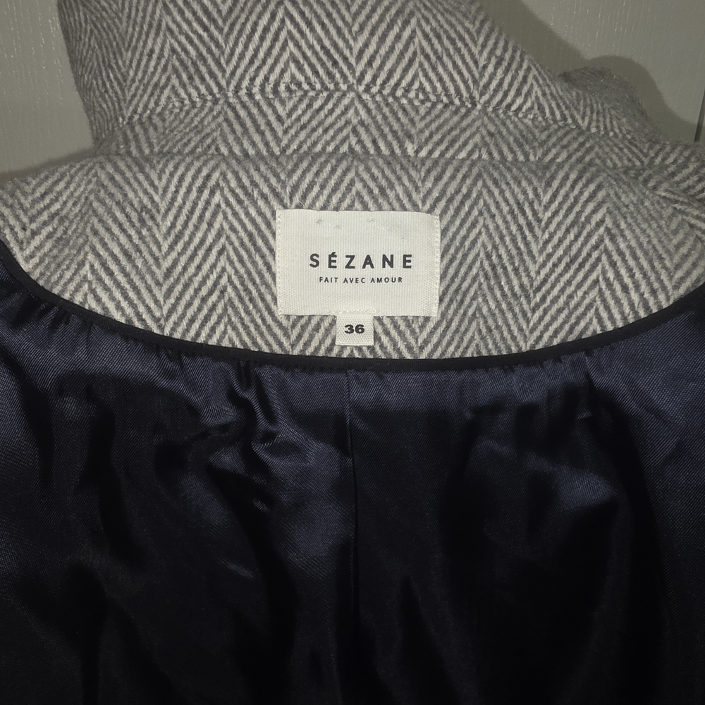 Sezane Light Gray Herringbone Blazer - Picture 6 of 8